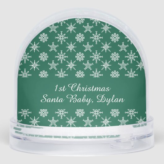 Custom Photo Santa Baby Snowflake Script Green (Arrière)