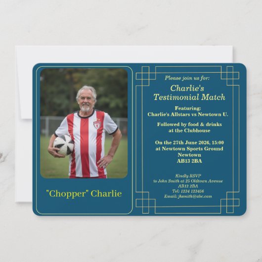 Custom Photo Soccer Testimonial Party Invitation (Devant)