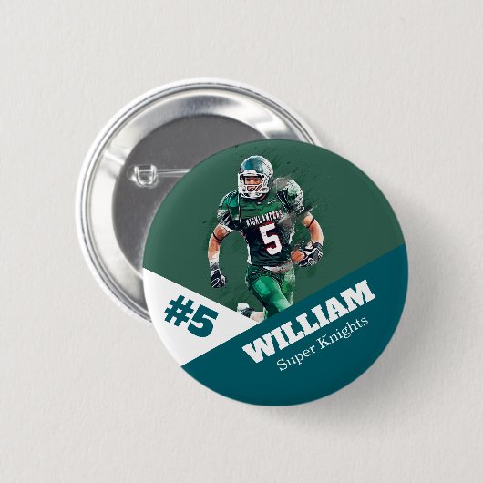 Custom photo sports button / pin football (Voorkant /achterkant)