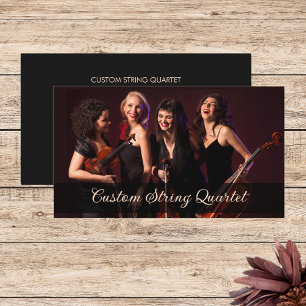 Custom Photo String Quartet Muzikant Zwart Visitekaartje