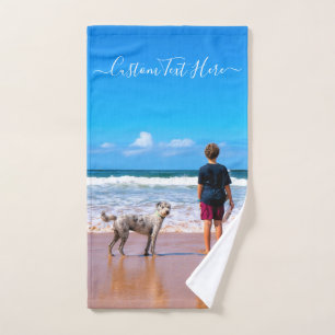 Custom Photo Text Bath Towel Set Your Pets Photos