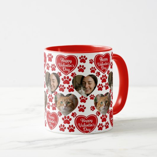 Custom Photo Valentine’s Day Cat Lover Mug  (Devant droit)