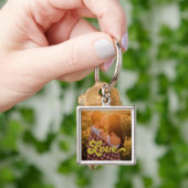 Custom Photo with Gold Love Sleutelhanger (Hand)