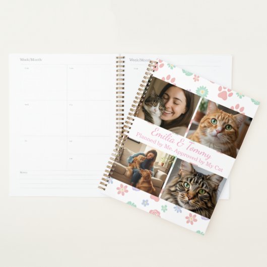 Custom Photos and Names Planner Cover Cat Lovers (Devant avec enveloppe)