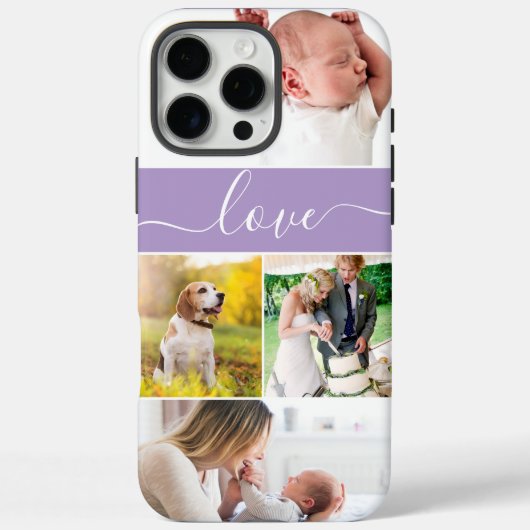 Custom Photos Memories Love Script purple Case-Mate iPhone Case (Achterkant)