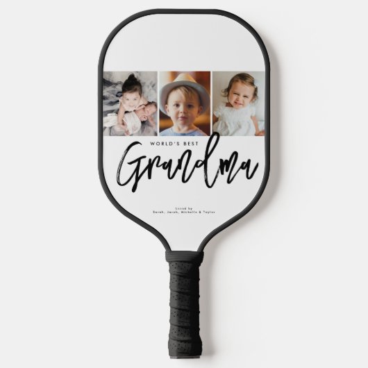 Custom Photos Personalized World’s Best Grandma Pickleball Paddle (Voorkant)