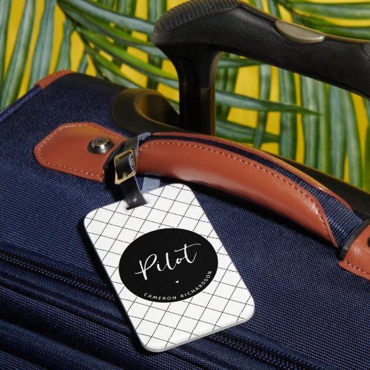 Custom Pilot Aviation School Afstuderen Elegant Bagagelabel (Voorkant Insitu 1)