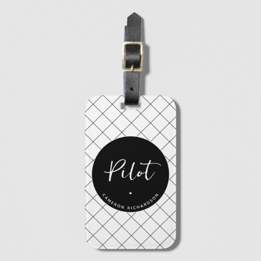 Custom Pilot Aviation School Afstuderen Elegant Bagagelabel (Voorkant (verticaal))