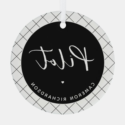 Custom Pilot Aviation School Afstuderen Elegant Glas Ornament (Achterkant)