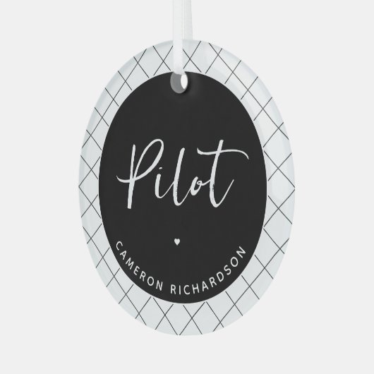 Custom Pilot Aviation School Afstuderen Elegant Glas Ornament (Voorkant links)