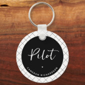 Custom Pilot Aviation School Afstuderen Elegant Sleutelhanger (Voorkant)