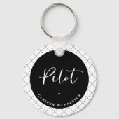 Custom Pilot Aviation School Afstuderen Elegant Sleutelhanger (Achterkant)