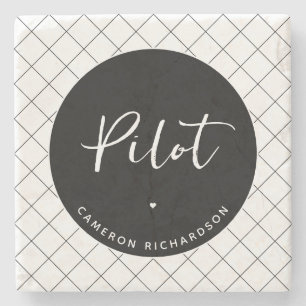Custom Pilot Aviation School Afstuderen Elegant Stenen Onderzetter