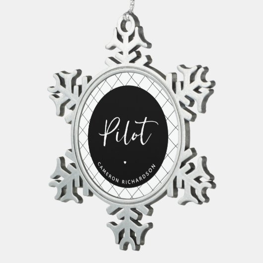 Custom Pilot Aviation School Afstuderen Elegant Tin Sneeuwvlok Ornament (Rechts)