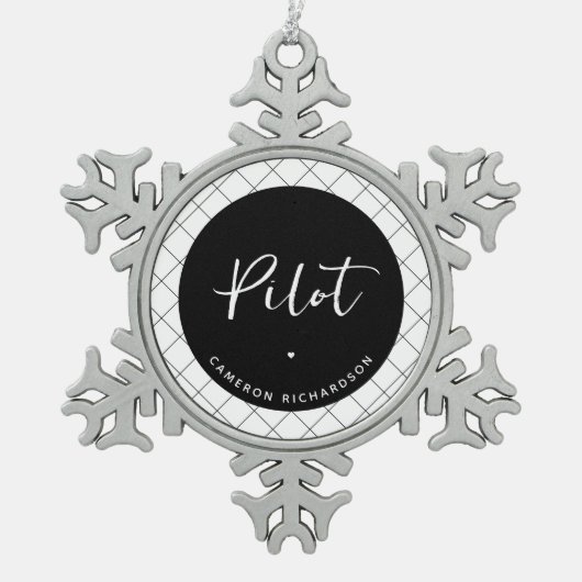 Custom Pilot Aviation School Afstuderen Elegant Tin Sneeuwvlok Ornament (Voorkant)