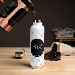 Custom Pilot Aviation School Afstuderen Elegant Waterfles