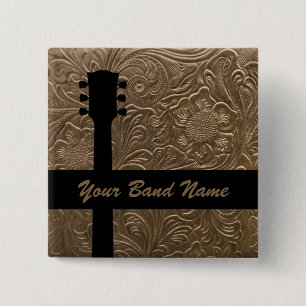 Custom Pin Band Merch Guitar Country Button
