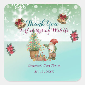 Custom Pine Star Baby shower Vierkante Sticker