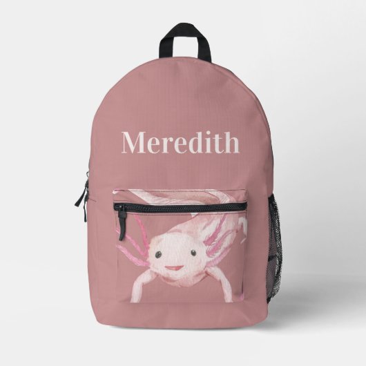 Custom Pink Axolotl Backpack Bedrukte Rugzak (Voorkant)