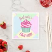 Custom Pink Birthday Cupcake Personalised Servet (Insitu)