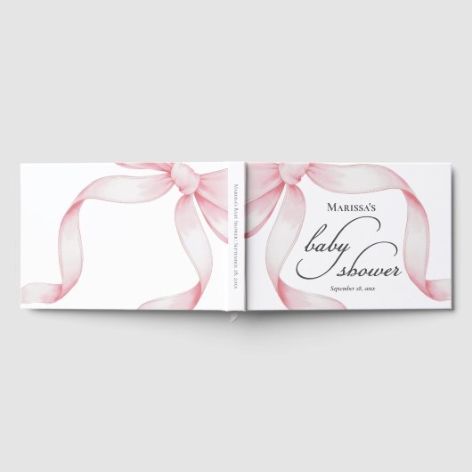 Custom Pink Bow Baby Shower Gastenboek (Volledig)