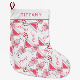 Custom Pink Candy Cane Martini Grote Kerstsok