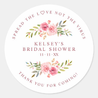 Custom Pink Garland Wreath Bridal Shower Sanitizer Ronde Sticker