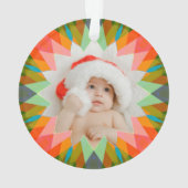 Custom Pink Green Christmas Star Photo Gift Tree (dos)