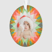 Custom Pink Green Christmas Star Photo Gift Tree (devant)