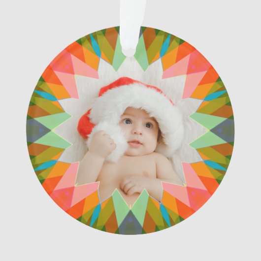 Custom Pink Green Christmas Star Photo Gift Tree (devant)