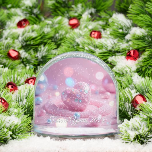 💖Custom Pink Heart Snow Globe –Romantic Gift Idea (Noël)