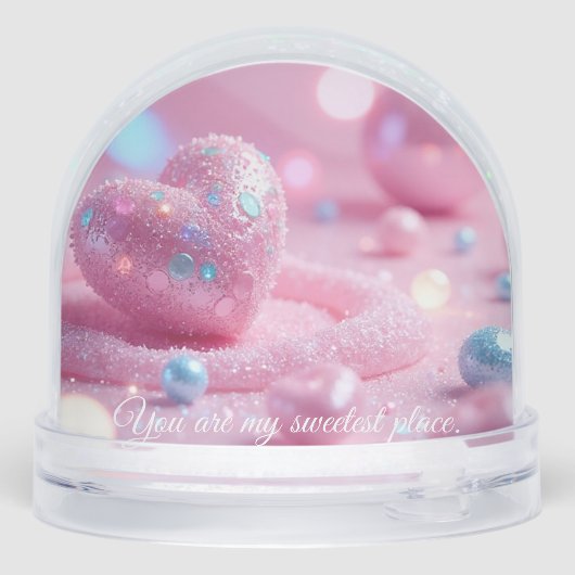 💖Custom Pink Heart Snow Globe –Romantic Gift Idea Sneeuwbol (Achterkant)
