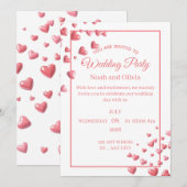 Custom Pink Heart Wedding Invitation Card (Devant / Derrière)