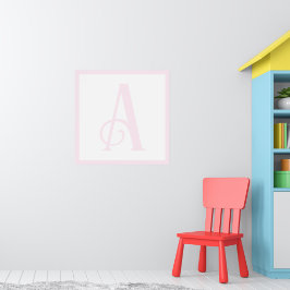 Custom Pink Letter A Monogram Retro Nursery Poster