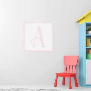 Custom Pink Letter A Monogram Retro Nursery Poster