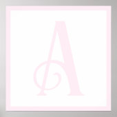 Custom Pink Letter A Monogram Retro Nursery Poster (Voorkant)