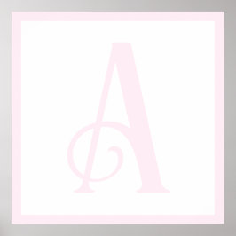 Custom Pink Letter A Monogram Retro Nursery Poster