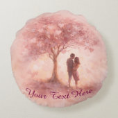 Custom Pink Love Tree Round Pillow Rond Kussen (Achterkant)