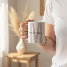 Custom Pink Monogram Mug Gift for Mom or Grandma