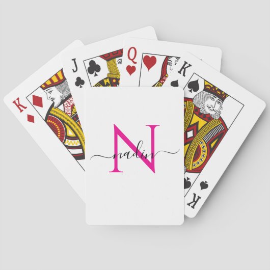 Custom Pink Monogram Name Playing Cards Pokerkaarten (Achterkant)