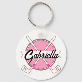 Custom Pink Personalized Golf Clubs Monogram Sleutelhanger