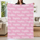 Custom Pink Repeating Name Fleece Deken