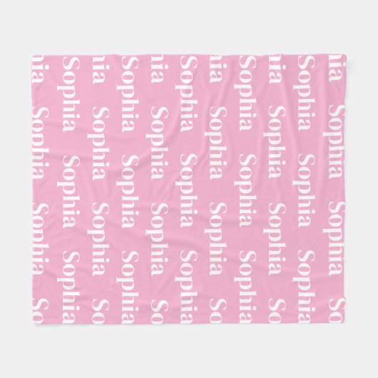 Custom Pink Repeating Name Fleece Deken (Voorkant (Horizontaal))