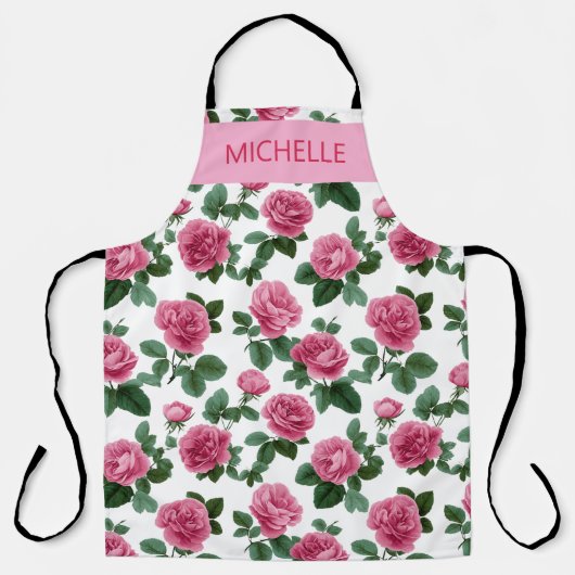 Custom Pink Rose Floral Pattern Schort (Voorkant)