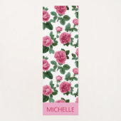 Custom Pink Rose Floral Pattern Yogamat (Voorkant)
