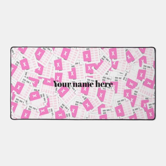 Custom Pink Spreadsheet Pattern Desk Mat (Recto)