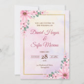 Custom Pink Watercolor Wedding Invitation (Devant)