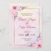 Custom Pink Watercolor Wedding Invitation (Devant / Derrière)