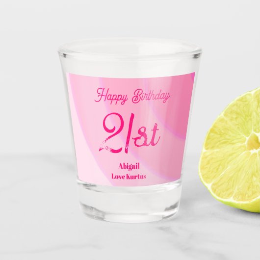 Custom PinkSwirls 21st Shot Glass Glas (Voorkant)