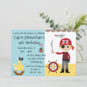 Custom Pirate Boy Birthday Party Kaart (Staand voorkant)